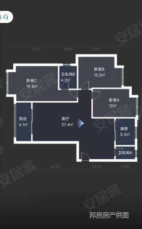 红星国际香榭里3室2厅2卫117.75㎡南北98万