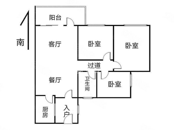 3室2厅1卫  电梯房 精装修94平米出租房源真实图片