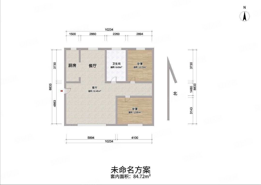 天润城市华庭2室2厅1卫118㎡南北145万