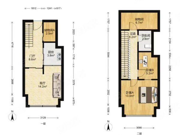 八里臺(商住楼) 2室1厅1卫  电梯房 精装修52平米出租房源真实图片