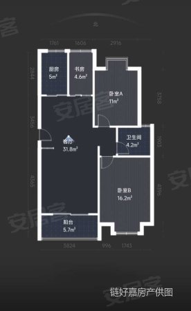 越湖名邸2室2厅1卫98.64㎡南北150万