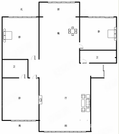 水法公寓3室2厅2卫108.76㎡南北106万