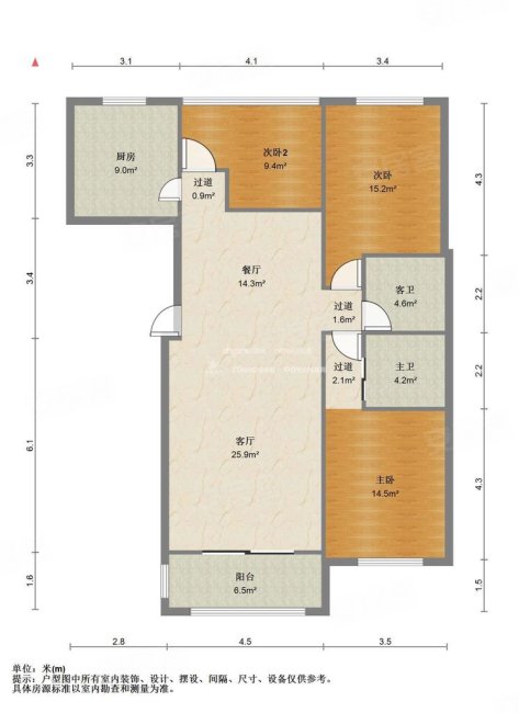 电梯洋房 客厅朝阳 南北通透 采光好 有地下室车位燕山银座北