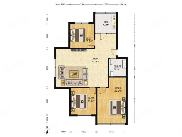 丰华园近地铁高楼层采光充足配套齐全南北通透车位充足