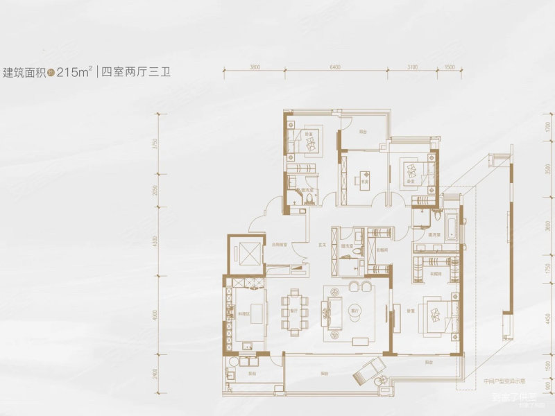 万科公园5号4室2厅3卫215.15㎡东1050万