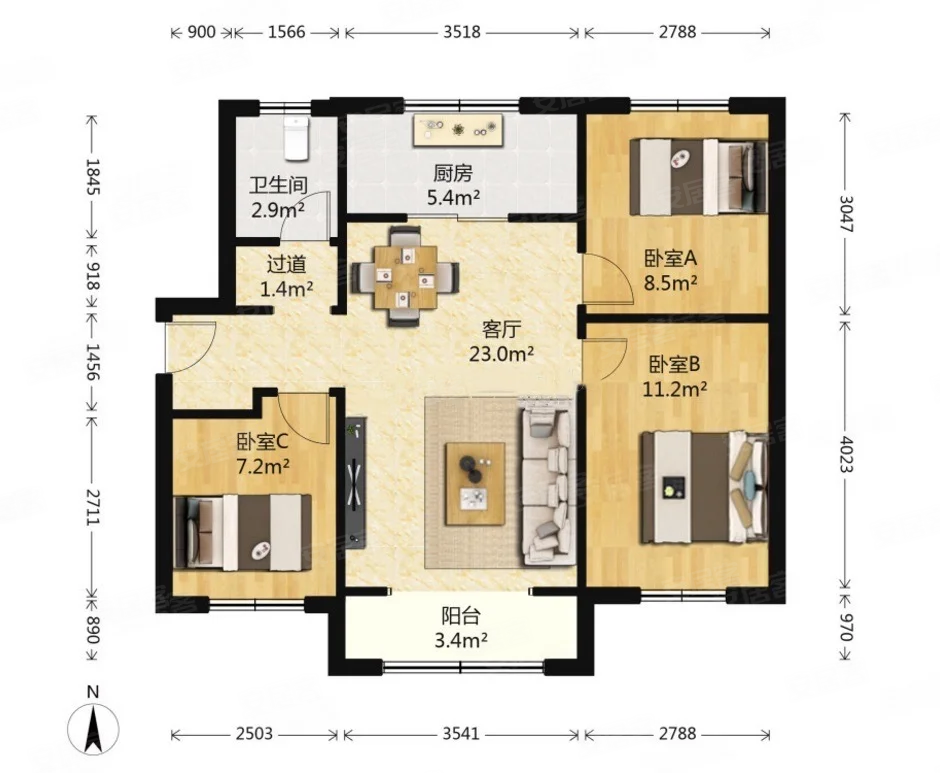 万科金色悦城小边户出售 视野无遮挡户型方正 好楼层采光好