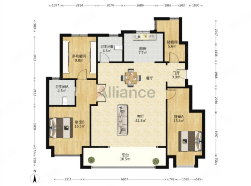 万科理想中的家,精装大三房飞机户型,业主急卖
