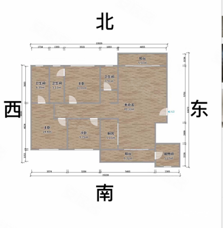 中骏裕景湾2室2厅3卫141.56㎡南北383万