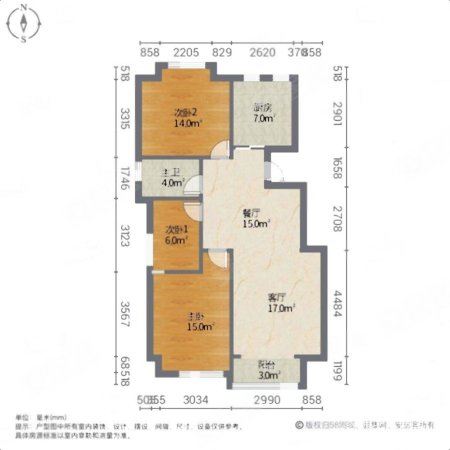 保利香槟花园3室2厅1卫110㎡南北56.6万