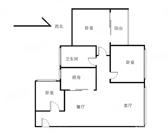 世邦佰亚燕都3室2厅1卫78.57㎡西北190万