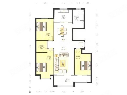 三合里润园3室2厅2卫139㎡南北205万