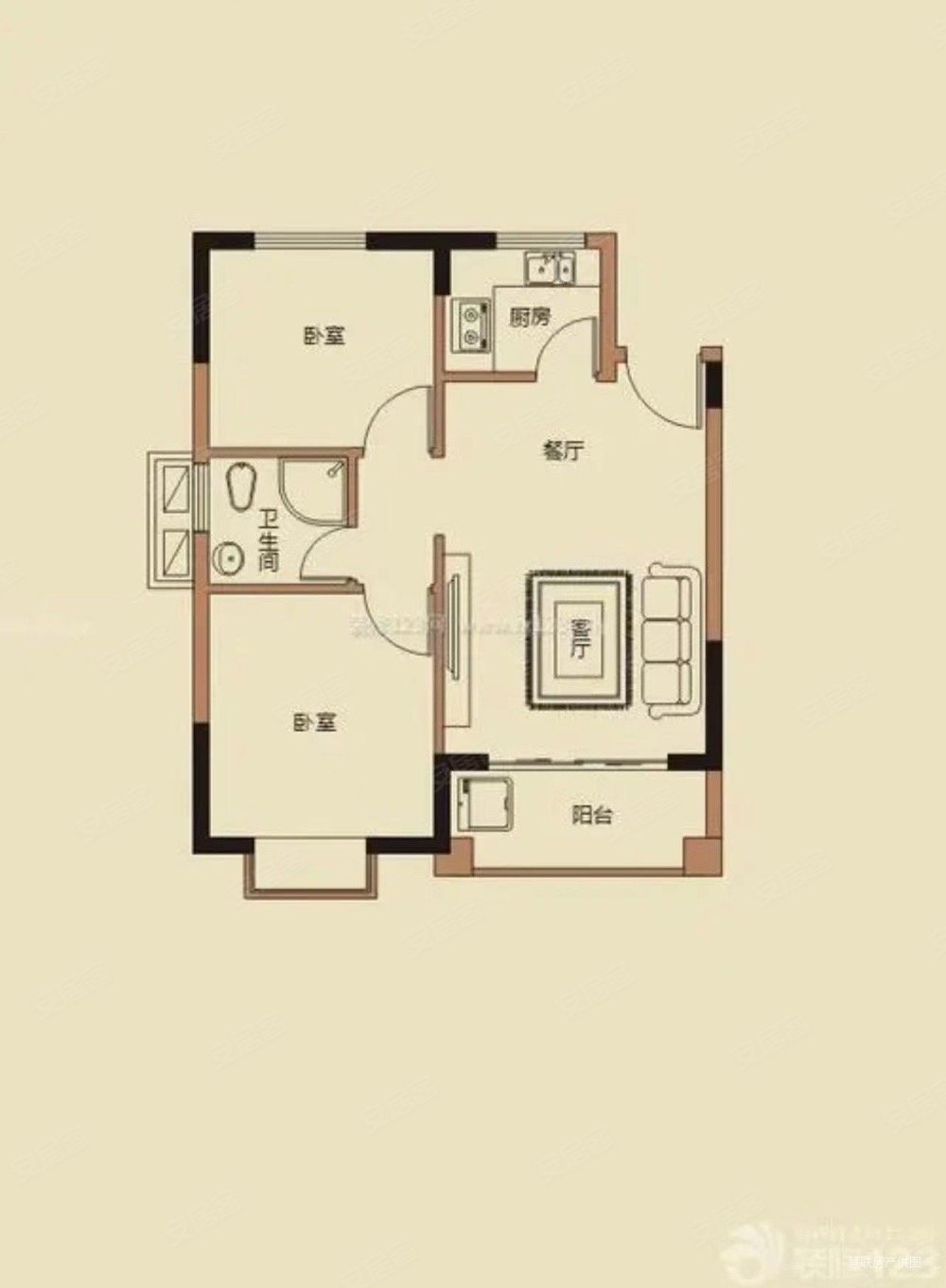 渤海龙江花园2室1厅1卫70㎡南33万