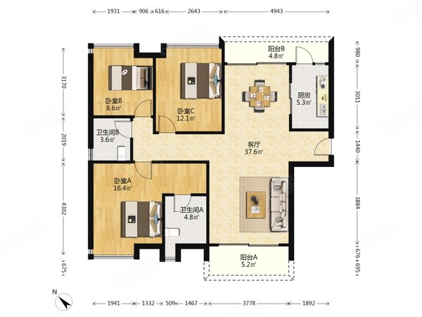 广州南沙黄阁南沙保利城南沙保利城 (3期)西南向3房2卫配置齐全拎包