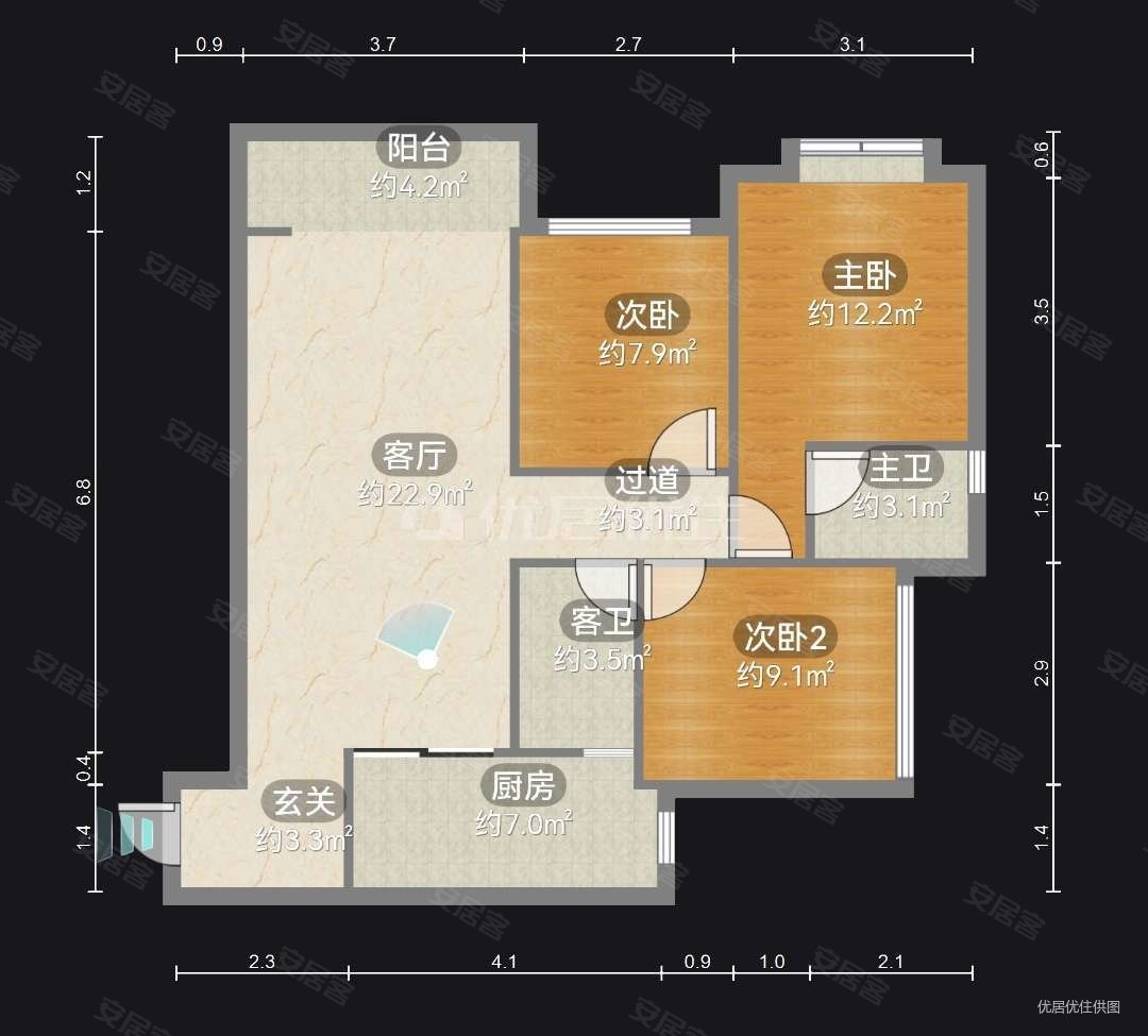 中国摩二期 南北通透 3室  楼层好 视野无遮