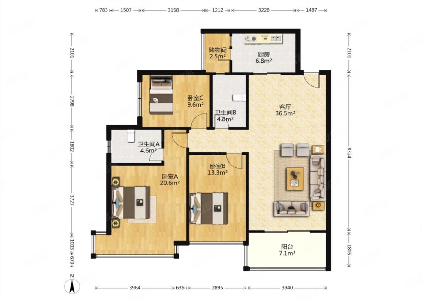 湖景房 全新家未住 中间层采光好 适合改善住宅户型方正,恒大绿洲西区