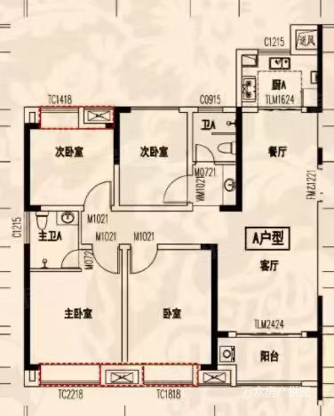 幸福名筑3室2厅1卫105㎡南北45万