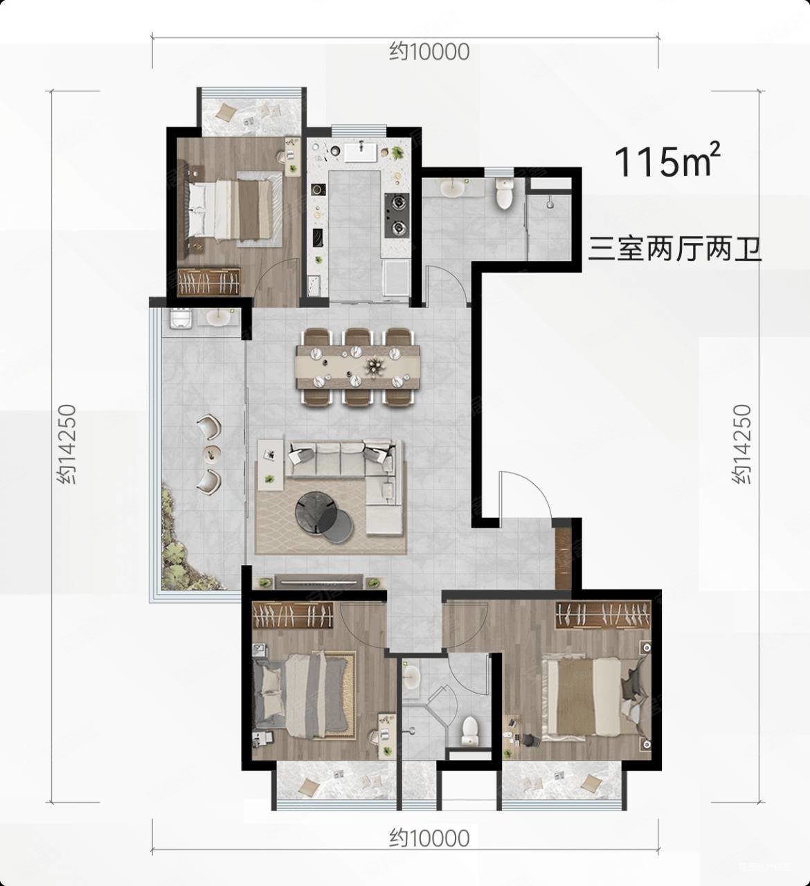 3号地铁口金地峯范全新装修115平大横厅南北通透视野好