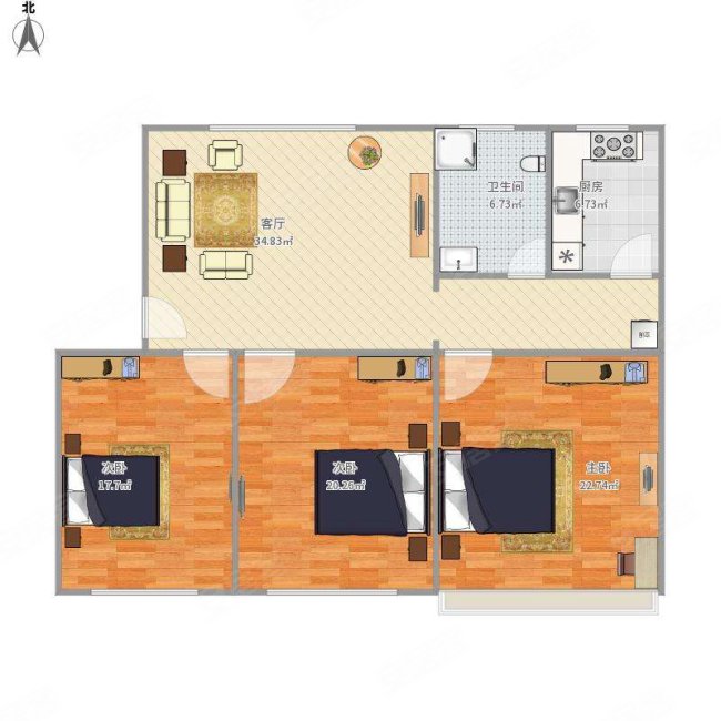 塞纳公馆 南向采光好 双卫格局 小区新 满二 产权清晰