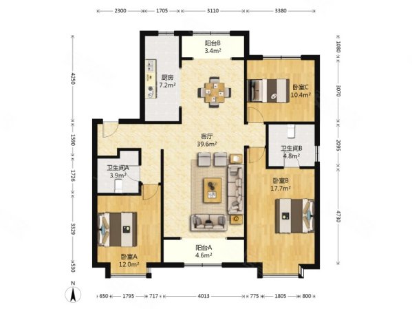 融侨观澜3室1厅2卫138.34㎡南399万