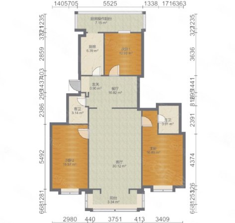 康居(北区)3室2厅2卫120㎡南北210万