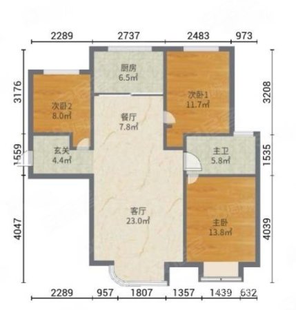 嘉丰园3室2厅1卫104㎡南北78万