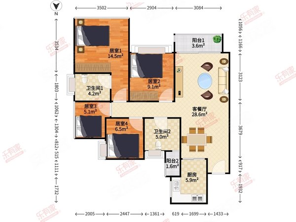 深圳光明公明宏发天汇城(二期)宏发天汇城(二期) 4室2厅2卫 南北通透