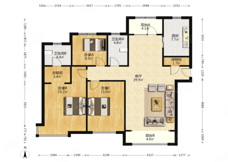 仁恒滨河湾 精装没住过 位置好 采光好 东西都留下 随时看