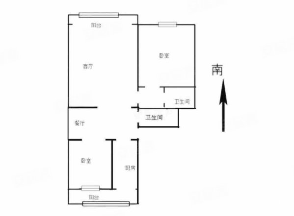 密西花园2室2厅2卫95.85㎡南北170万