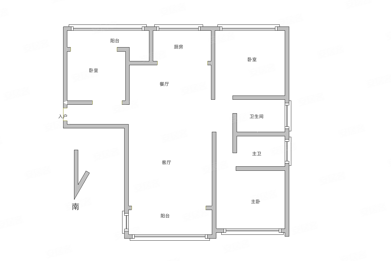 晶宫未来3室2厅2卫136㎡南北108万