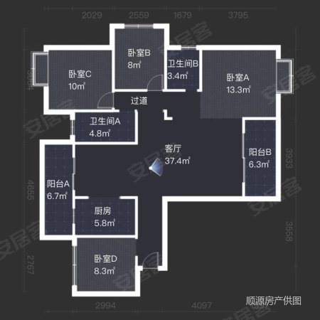 莲花水岸阳光4室2厅2卫121㎡南北93.9万