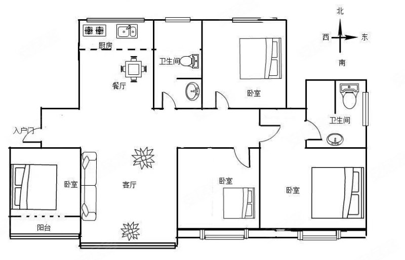 卡诺岛 174平4室 带车位和储藏室 客厅朝阳3室朝阳 满