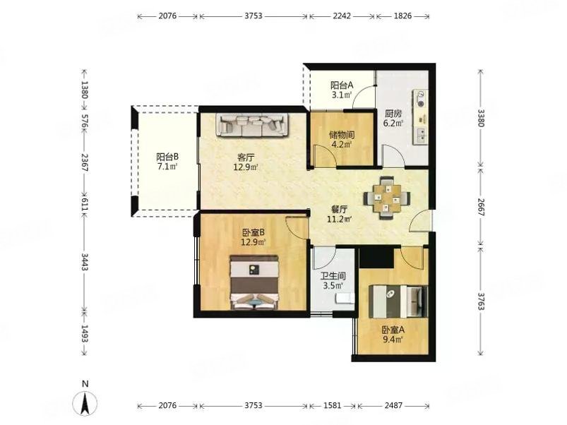 碧桂园龙腾世家3室2厅87平