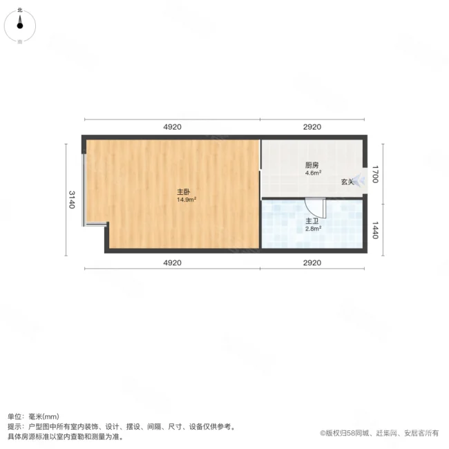 吴江新城吾悦广场(商住楼)1室1厅1卫40㎡西32万