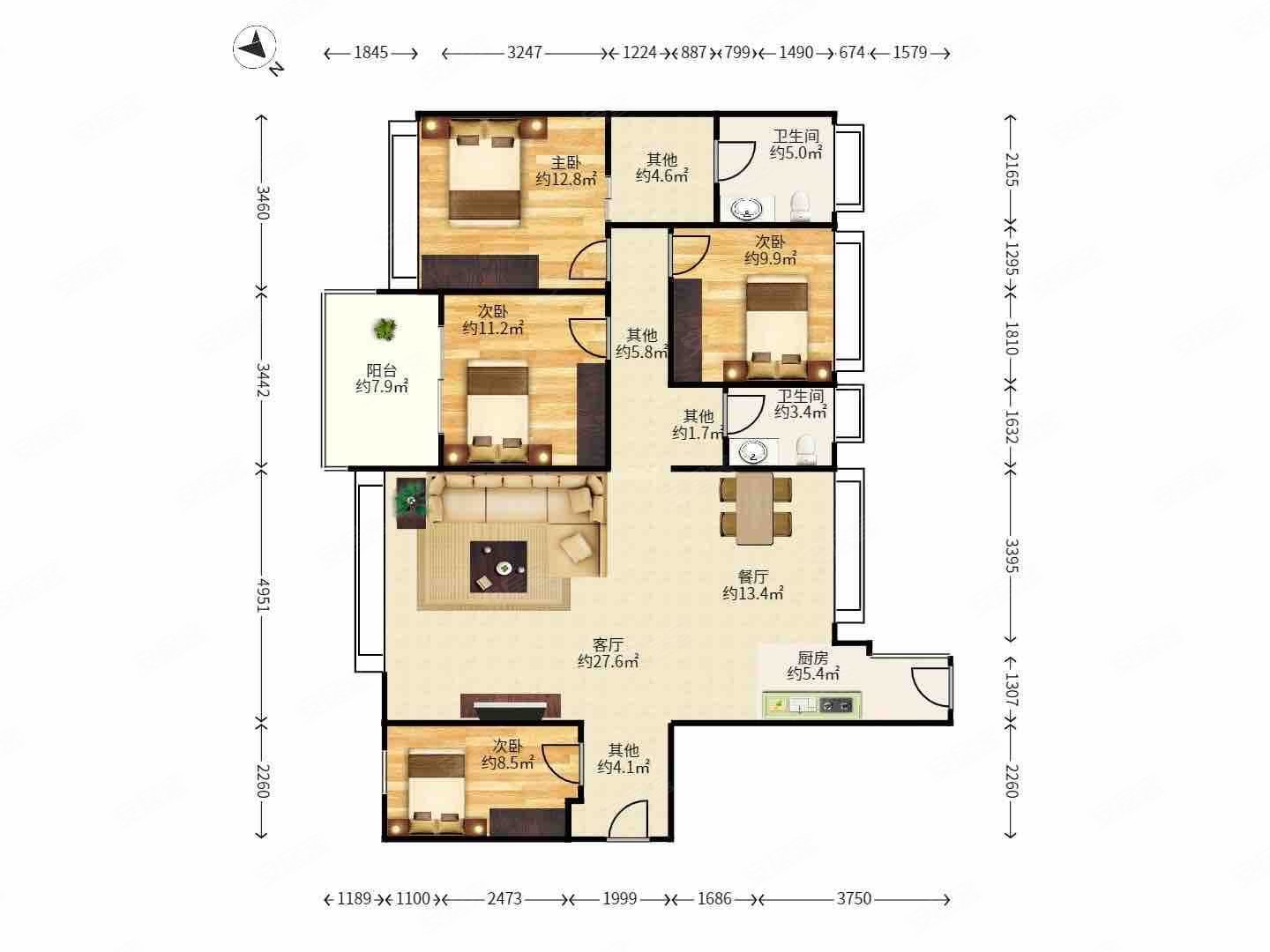 香山美墅南北通透四房俩厅