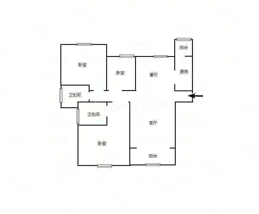 恒大帝景3室2厅2卫114㎡南北88万