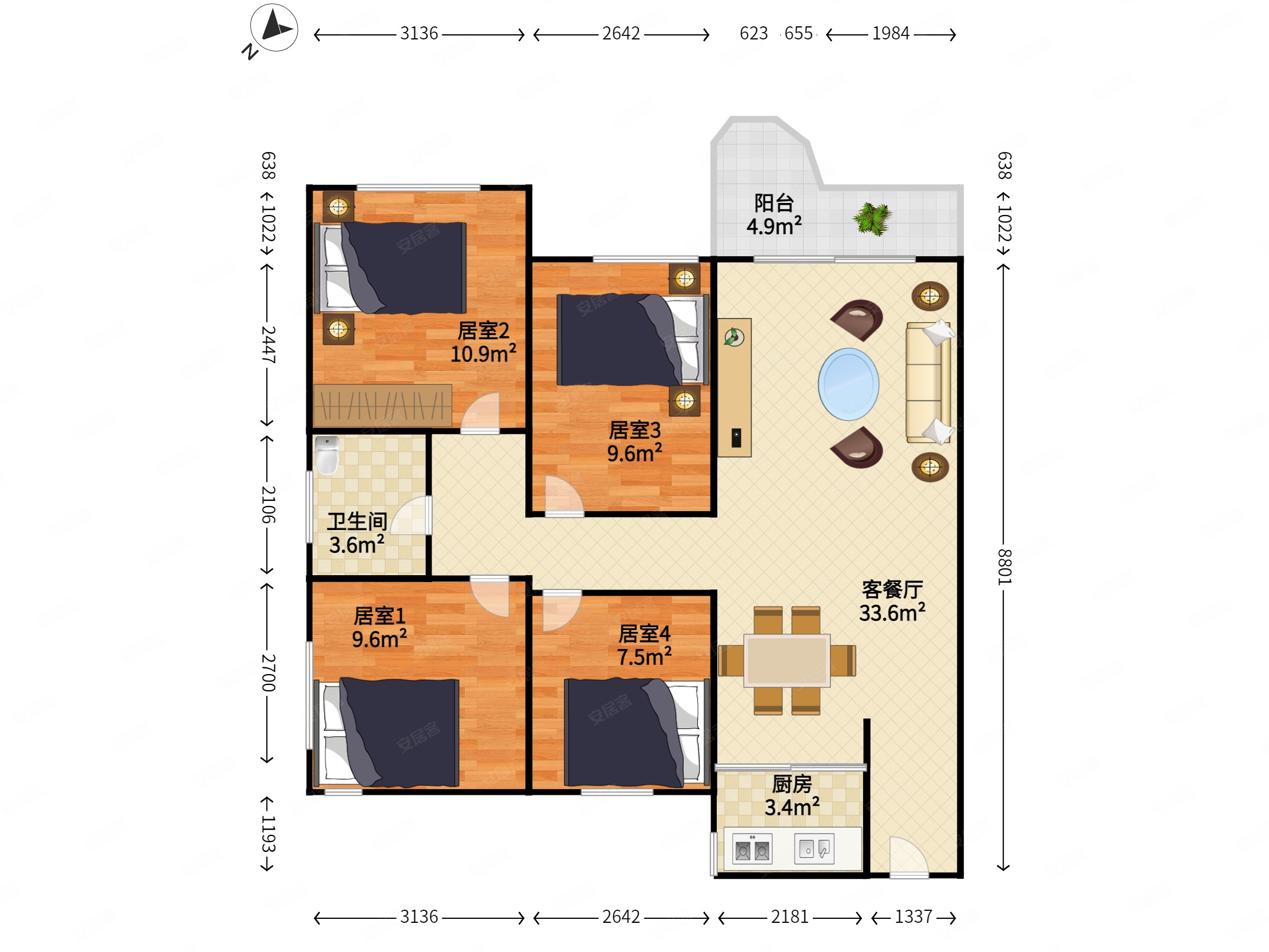 壹方城旁四房现在419 近地铁 省级 旧改项目,金泰花园二手房,419万,4