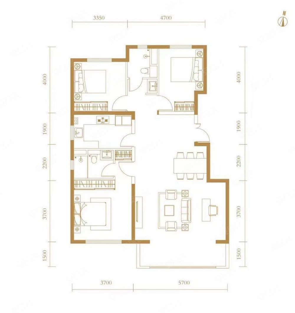 万橡悦府(一期)3室2厅1卫100㎡南北560万