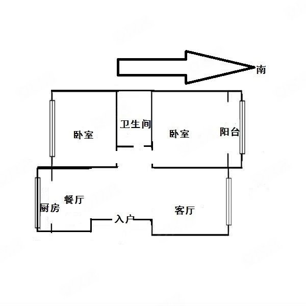 利源置业2室2厅1卫97㎡南北36万