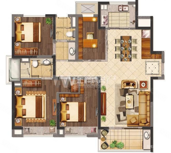 鲁能公馆(建邺)4室2厅2卫142.21㎡南北545万