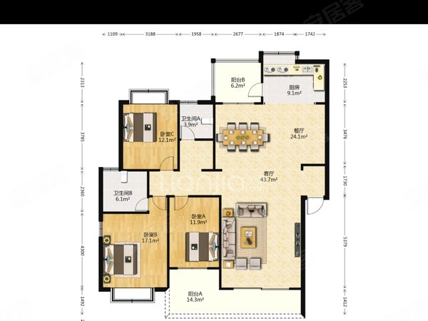 时代俊园逸园,大渔租房,时代俊园逸园 5室2厅3卫,呈贡租房-昆明58安居