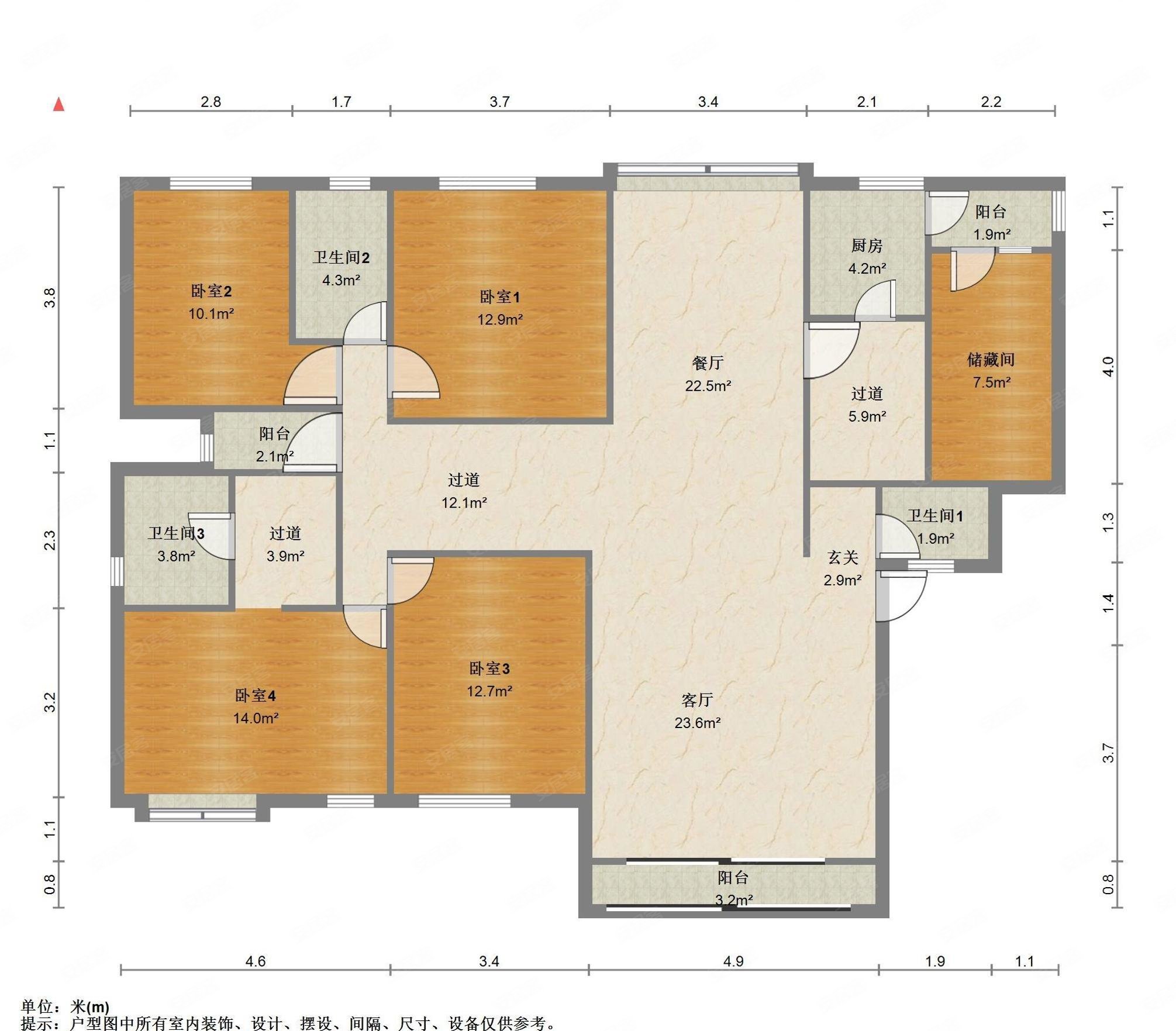 上海滩花园4室2厅3卫213.24㎡南北3750万