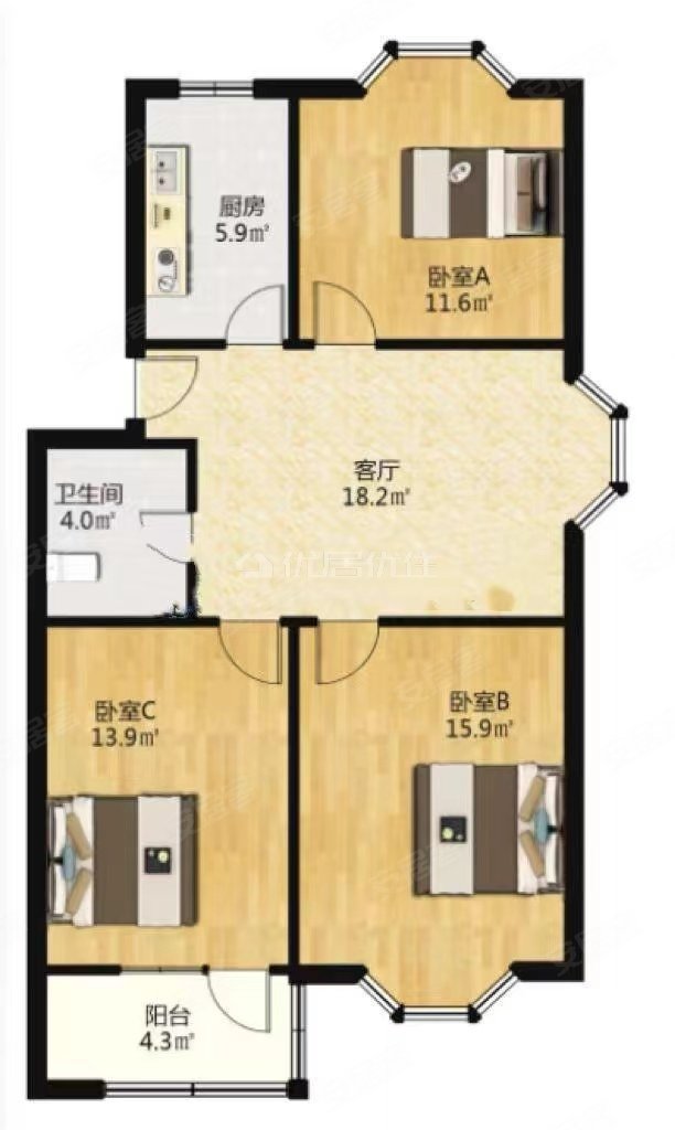 2居室普装满二87平看房方便有钥匙