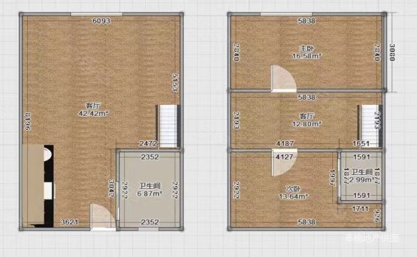 卓越世纪中心(东区商住楼)2室2厅2卫54.36㎡南85万