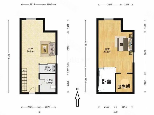 保利金香槟(商住楼)2室2厅1卫42㎡北213万