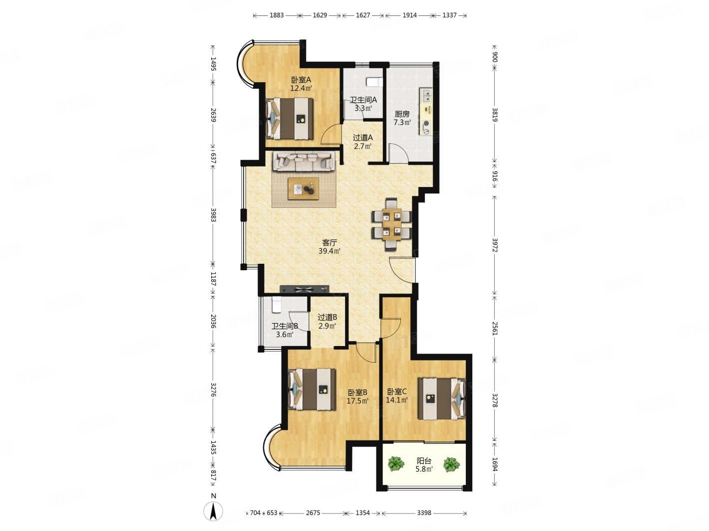 苏宁睿城 商圈成熟 满五 高楼层视野无遮挡 南向采光好