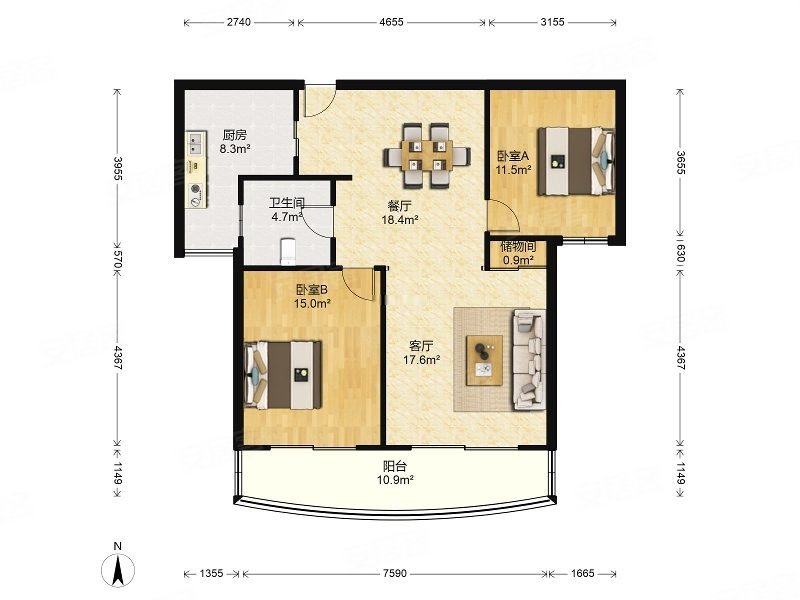 上海阳城2室2厅10478平