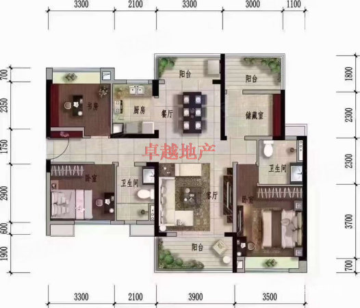 雅居乐金麟府4室2厅2卫129㎡南北85万