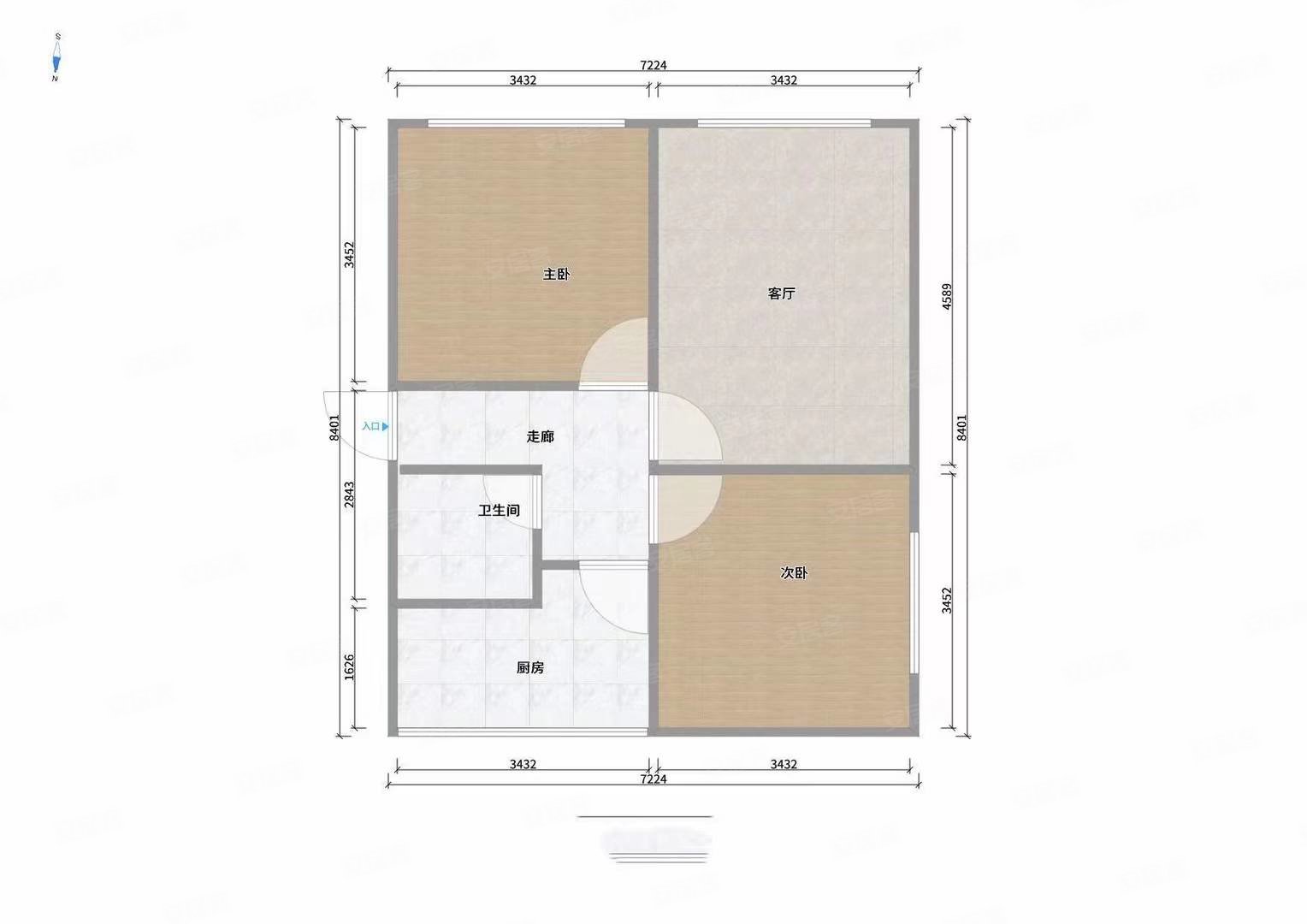 后营街11号院2室1厅1卫63.79㎡南北51万