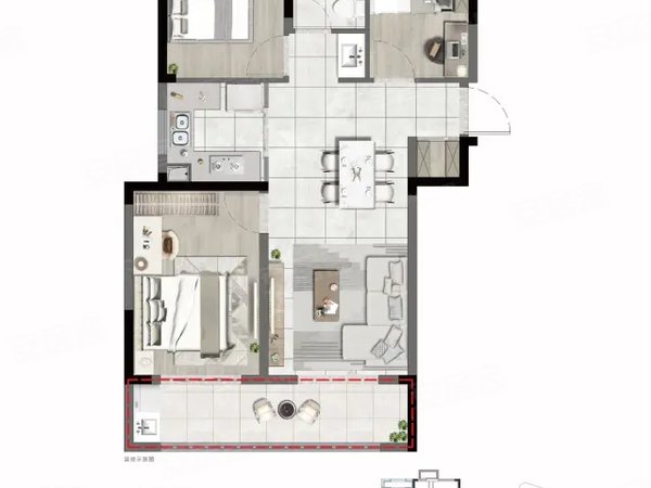 金华婺城婺城新区缤虹星城宾虹星城，两室出租，柜子多，有电视，家具齐全，有洗漱台出租房源真实图片