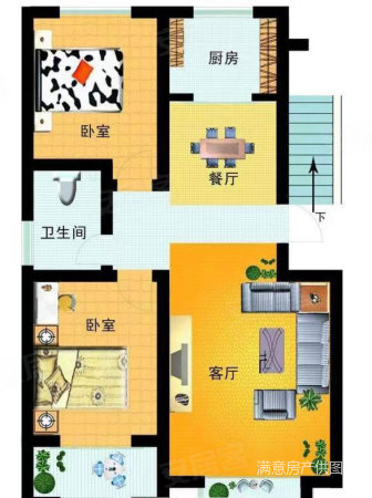 江盈花园2室2厅1卫120㎡南北83.5万